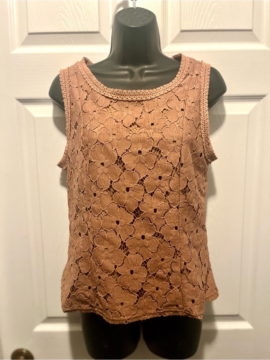 Cream Tops - Cream Top Lace Boho Shirt Cami Tank Top Pink Medium Women Sleeveless Layered